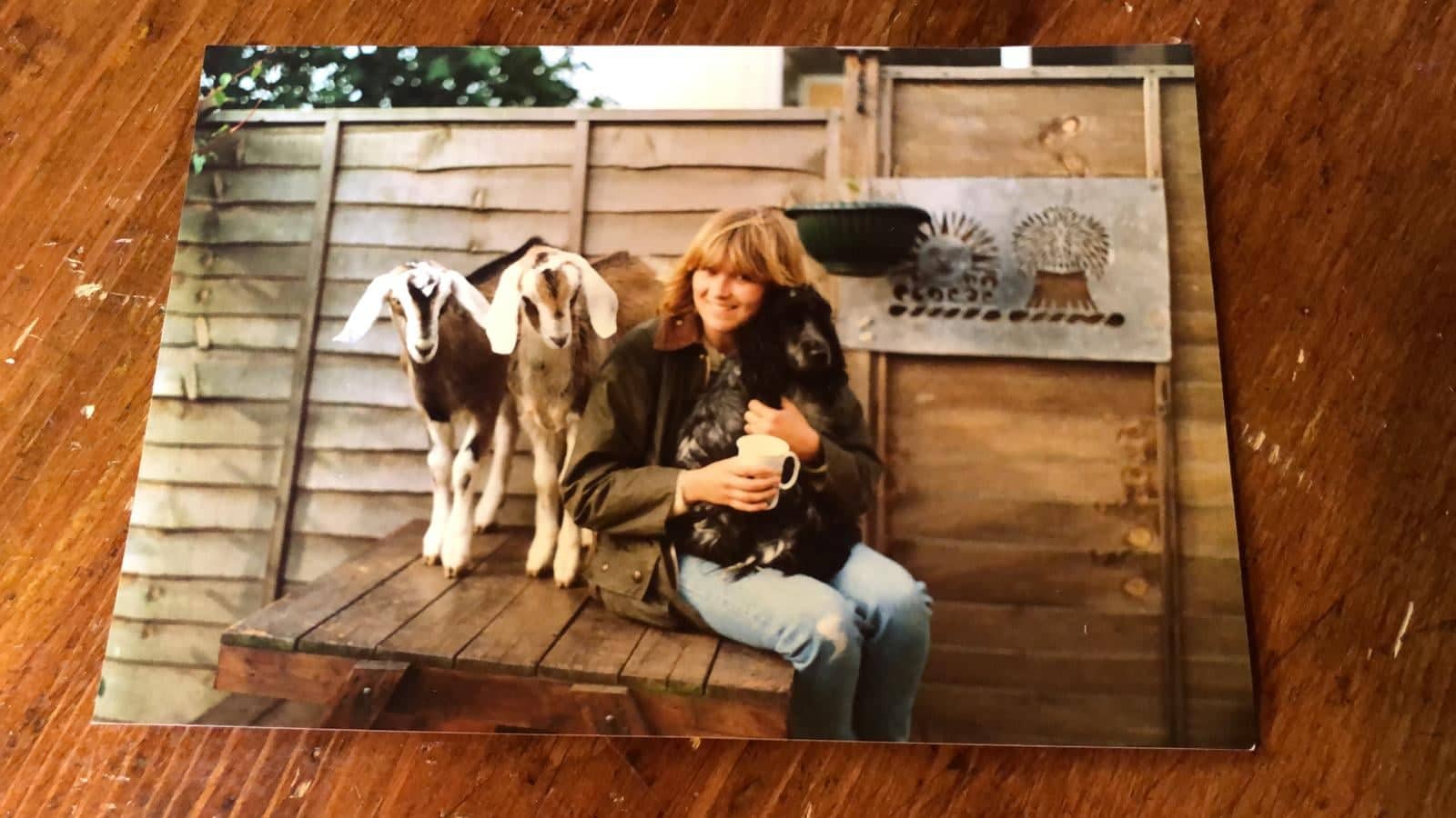 Emmas mum with Emma and Harriet the goats